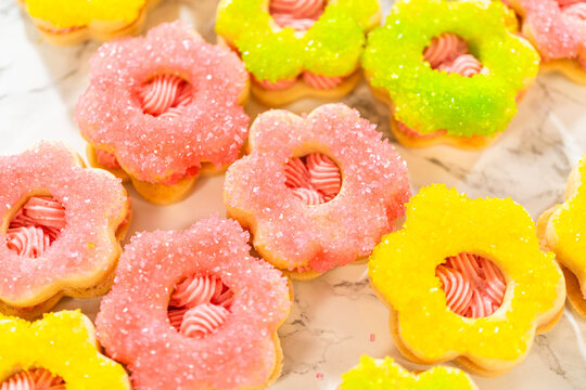 Spring-Themed Sandwich Cookies with Buttercream