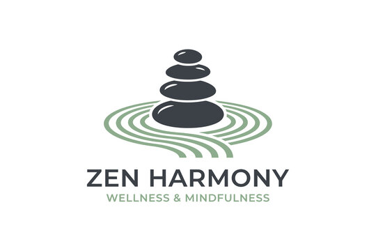 Zen Harmony Wellness Spa Zen Stones Logo Vector Illustration Suitable For Yoga Center