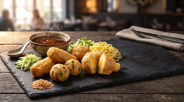 Traditional Palembang Pempek Fish Cakes with Cuko Sauce