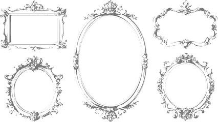 Ornamental Vintage Frame Set, Fleur de Lis, Crowns, Flourishes and Elegant Decorative Elements. © FADED REBEL
