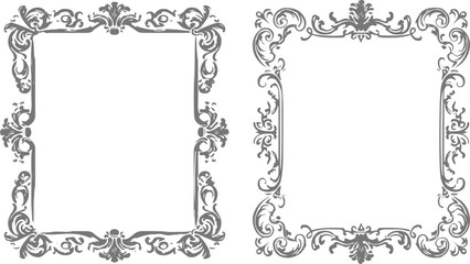 Ornamental Vintage Frame Set, Fleur de Lis, Crowns, Flourishes and Elegant Decorative Elements. © FADED REBEL