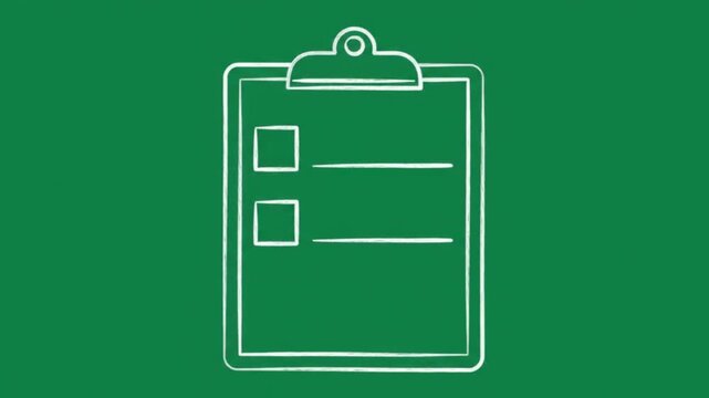 Hand Drawn Checklist with Multiple Boxes Appearing on Green Screen Background, Task and Productivity Animation
