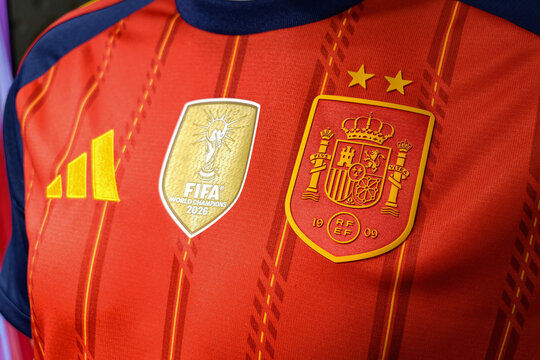 View of the Logo of Spain National Football Team with 2 Satrs from World Cup Champion