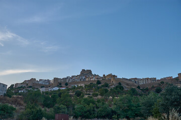 Fototapeta premium Imposing profile of the medieval village of Morella, Castellon, dominated by its hilltop castle