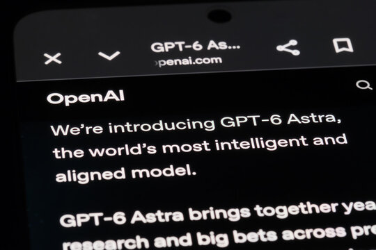Shanghai,China-Sep.6th 2026: GPT-6 Astra AI model on OpenAI website
