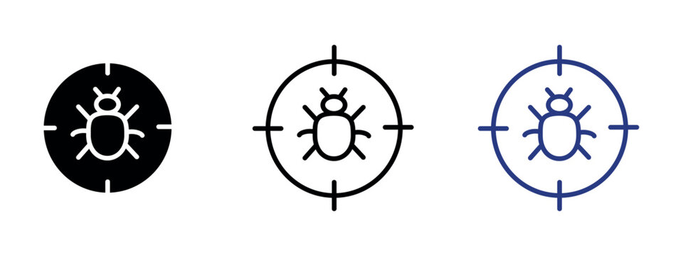 Bug detection icon representing software error identification