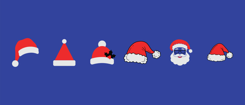 Celebrating the joyful spirit of christmas day with a delightful array of festive santa hats and a cheerful smiling face embodying the warmth and magic