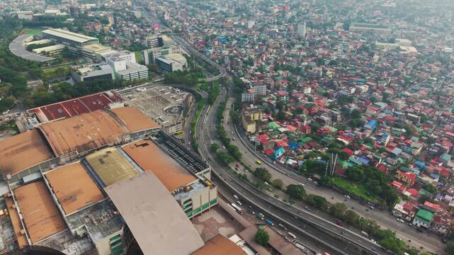 Rapid zoom shows dynamic traffic near Bonifacio Global City, Manila, Philippines