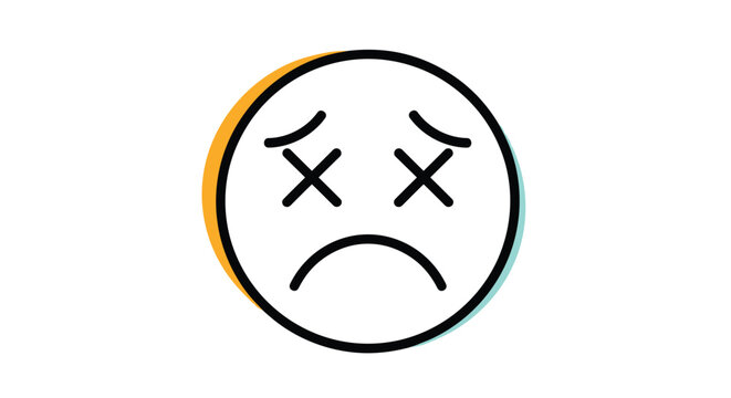 Simple emoticon icon of a knocked-out face with crossed eyes and a frowning mouth for expressive communication.