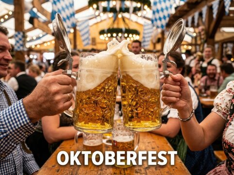 Oktoberfest celebration with beer steins , Oktoberfest, St. Patrick&rsquo;s, Carnival