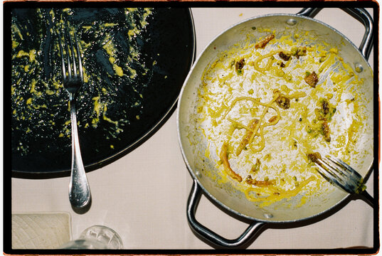 Empty pasta plate after meal