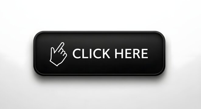 Click here button showing a hand cursor on a white background