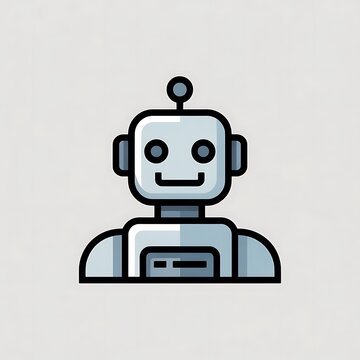 Cute robot character icon in flat vector style