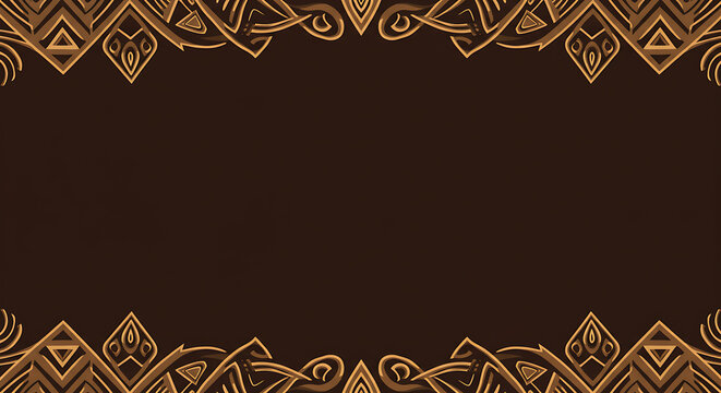Dark brown background with ornate ethnic border frame
