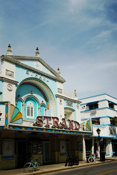 Key West, FL - USA - 8-5-2026: The historic Strand Theater building, circa 1921, on Duval Street in downtown Key West