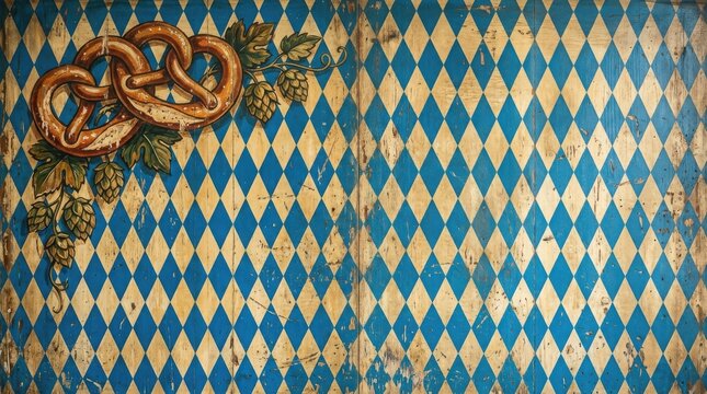 Traditional Bavarian Pretzel and Beer Background , Oktoberfest, St. Patrick&rsquo;s, Carnival