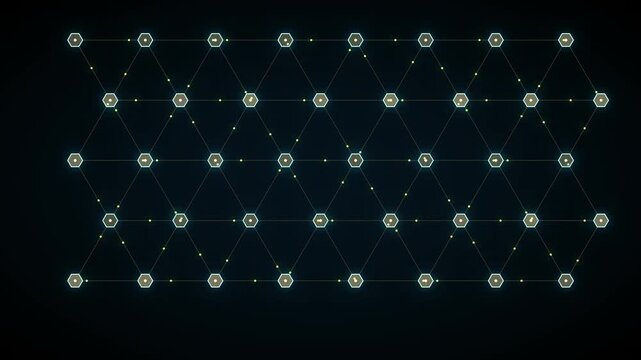 Blockchain Hexagonal Node Grid Cryptocurrency Fintech Network 4K Loop