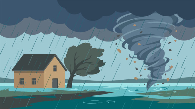 Tornado and heavy rain causing widespread flooding and environmental damage