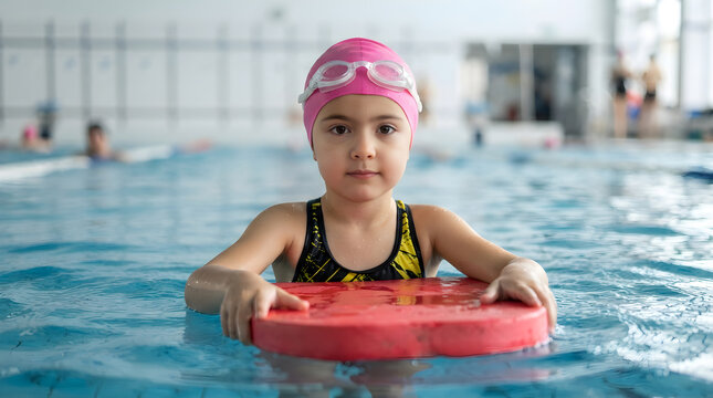 Learning Concept Young Girl Holding Red Kickboard on a transparent background