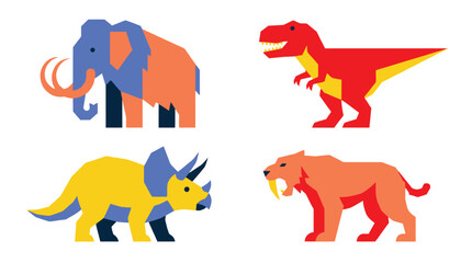Cute colorful prehistoric dinosaur and extinct animals vector illustration set © NANDO