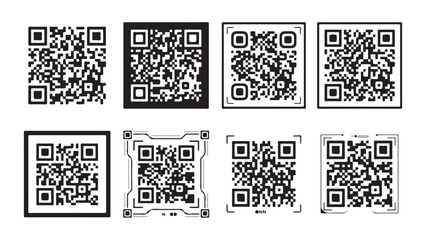 Fototapeta premium Set of Modern QR Code Icons and Frames Vector
