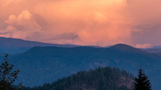 Dramatic Sunset Clouds Over the Mountains from Burke Mountain, Coquitlam