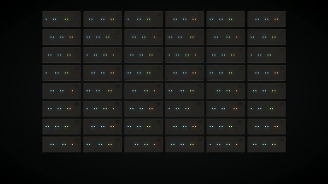 Supercomputer Server Rack Activity LED Array Data Center 4K Loop