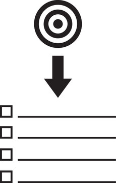 Target icon with arrow pointing to a checklist new year