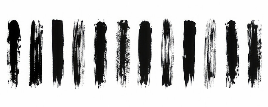 Pack of Black Grunge set of Brush Stroke Vector Collection. Vector brush set. Black lines and spots on white background