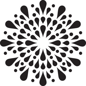 Abstract floral mandala pattern with teardrop shapes and dots new year