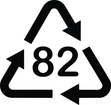 Recycling symbol with number 82, black C/PAP paper and fiberboard composite icon, eco-friendly packaging sign