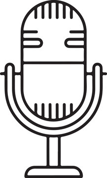 Microphone line icon vector, sound recording symbol, audio broadcast device graphic, podcast and voice communication sign