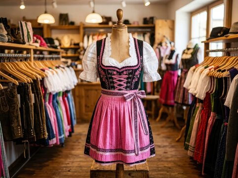 Traditional Bavarian Dirndl Dress Female , Oktoberfest, St. Patrick&rsquo;s, Carnival