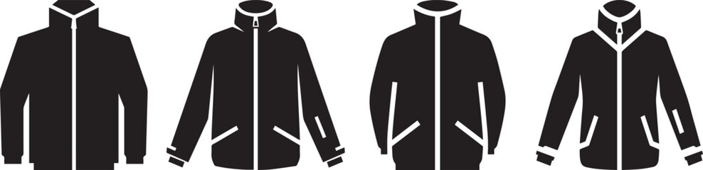 Black winter jacket and coat vector silhouette icon set © brown fish