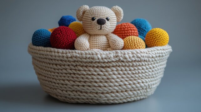Closeup of a children's toy box filled with soft stuffed animals in a cozy room setting during the day