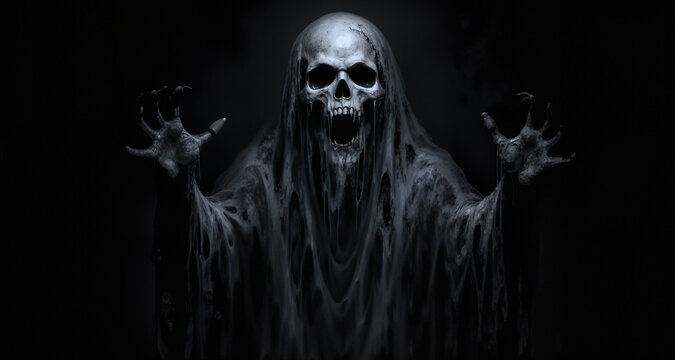 Scary ghost on dark background
