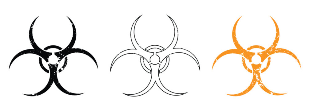 Biohazard symbol icon vector. set for warnings and health safety measures, biohazard symbol, caution icon, dangerous sign, Biohazard silhouette vector art white background. 
