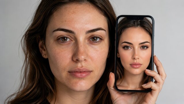 Real Face Versus Beauty Filter on Smartphone Concept of Digital Reality
