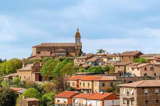 View of the medieval Italian town of Montalcino, Tuscany, Italy