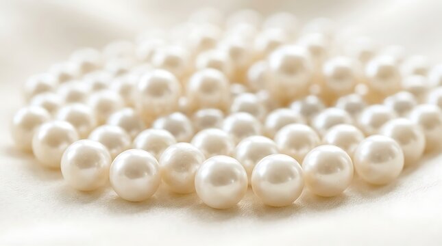 White pearls on a soft white surface