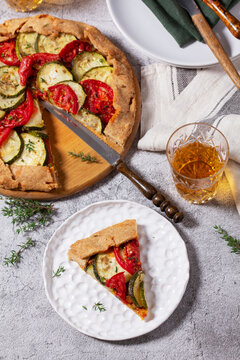 Whole Wheat Vegetable Galette with Zucchini, Tomatoes and Wine