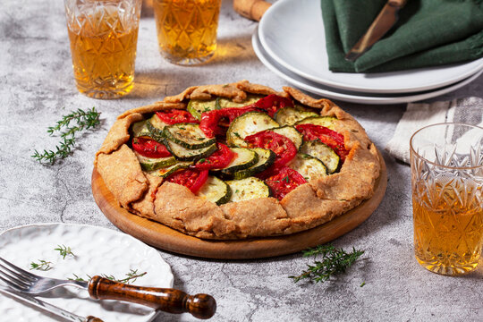 Whole Wheat Vegetable Galette with Zucchini, Tomatoes and Wine