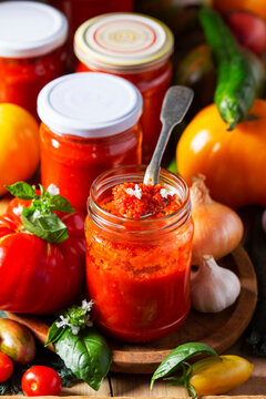 Hot tomato sauce, adjika, salsa, passata or marinara.