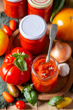 Hot tomato sauce, adjika, salsa, passata or marinara.