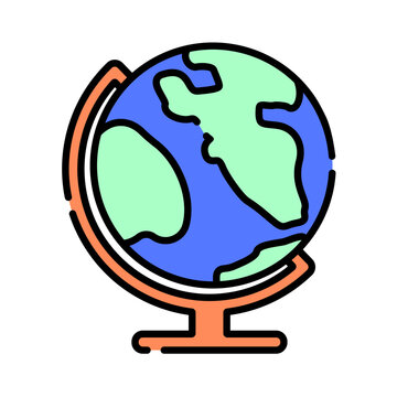 Globe on stand flat outline icon for global business and worldwide connection
