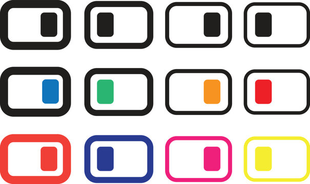 Rounded Toggle Switch Button Icon Set Vector Illustration