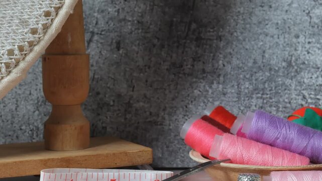close up of sewing accessories