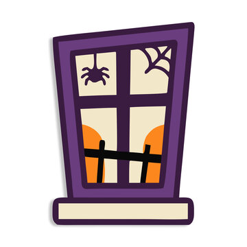 Halloween Haunted House Window with Spider Web Icon Transparent PNG