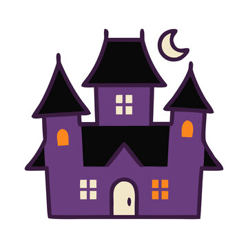 Halloween Haunted House with Crescent Moon Icon Transparent PNG
