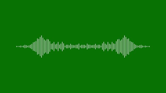 Audio visualizer animation, music equalizer bars motion graphic, digital sound wave frequency display, abstract music audio wave waveform sound overlay on green background. 4K animison